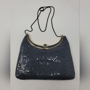 Vintage Black Mesh 9”x7” Art Deco Purse Sequined Clutch Evening Bag 2SRL001BX6